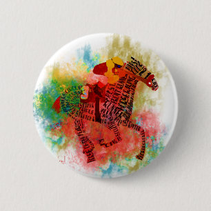 Colorful Thoroughbred in Typografie Ronde Button 5,7 Cm