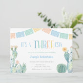 Colorful THREE-esta Mexican 3rd Birthday Party Kaart (Staand voorkant)