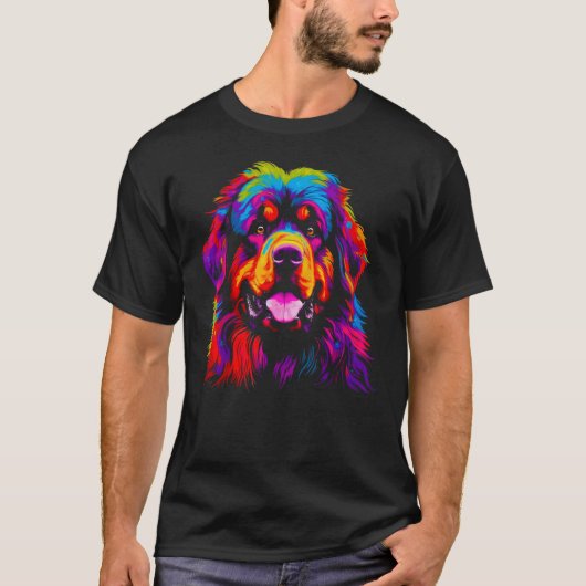 Colorful Tibetan Mastiff Dog T-shirt (Voorkant)