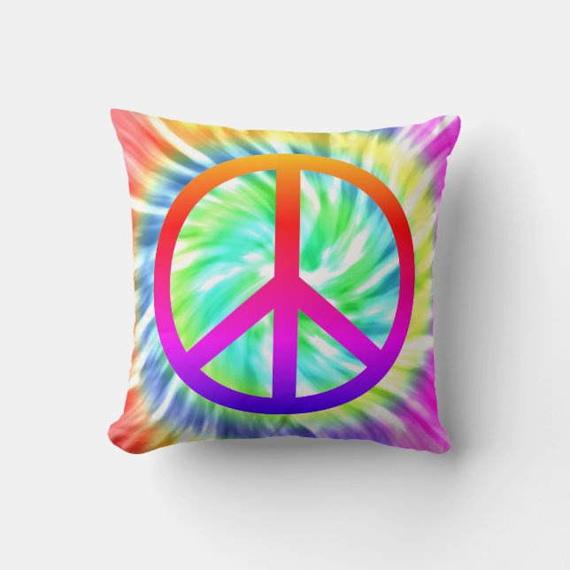 Colorful Tie Dye Peace Sign-Sierkussen Kussen (Voorkant)