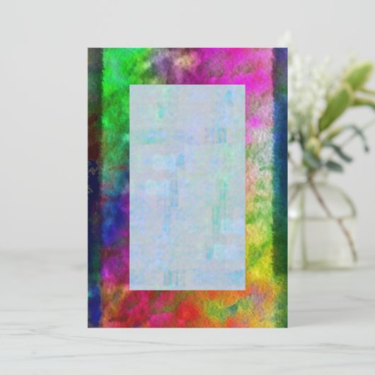 Colorful Tie Dye Psychedelic Blank Invitation Kaart (Staand voorkant)