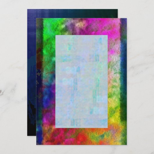 Colorful Tie Dye Psychedelic Blank Invitation Kaart (Voorkant / Achterkant)