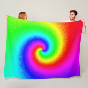 Colorful Tie Dye Rainbow Swirl Hippie Boho Chic Fleece Deken