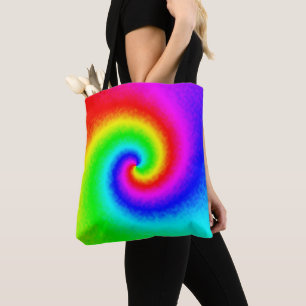 Colorful Tie Dye Rainbow Swirl Hippie Boho Chic Tote Bag