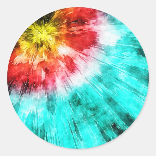 Colorful Tie Dye Ronde Sticker (Voorkant)