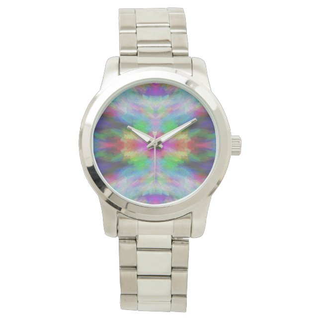 Colorful Tie Dye Style Art Horloge (Voorkant)