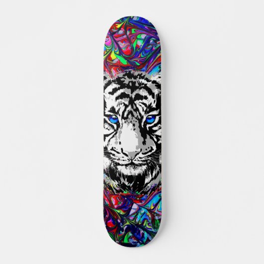 Colorful Tiger Head - Psychedelic Tiger Persoonlijk Skateboard (Voorkant)