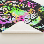 Colorful Tiger Head - Tiger Sherpa Blanket Deken (3/4)
