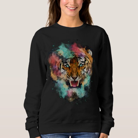 Colorful Tiger Head Trui (Voorkant)