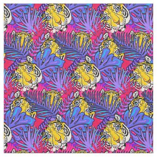 Colorful Tiger Oerwoud Pattern Stof (Close Up)