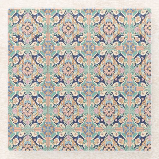 Colorful Tile-ontwerp Glazen Onderzetter (Voorkant)
