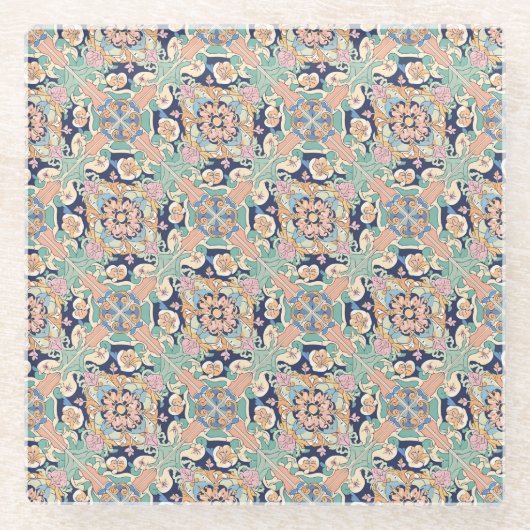 Colorful Tile-ontwerp Glazen Onderzetter (Voorkant)