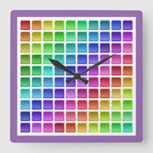 COLORFUL TILE SQUARES VIERKANTE KLOK