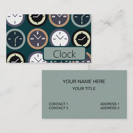Colorful Time Clock Pattern Repair Watchmaker Visitekaartje (Voorkant / Achterkant)