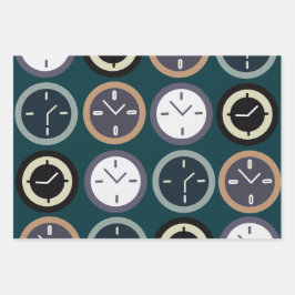 Colorful Time Clock Pattern Watchmaker Birthday  Inpakpapier Vel
