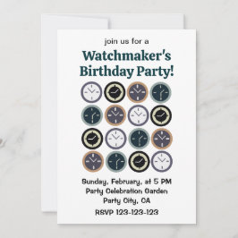 Colorful Time Clock Pattern Watchmaker Birthday Kaart