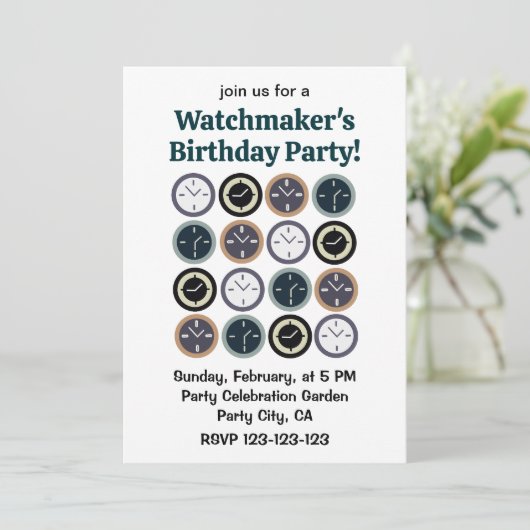 Colorful Time Clock Pattern Watchmaker Birthday Kaart (Staand voorkant)