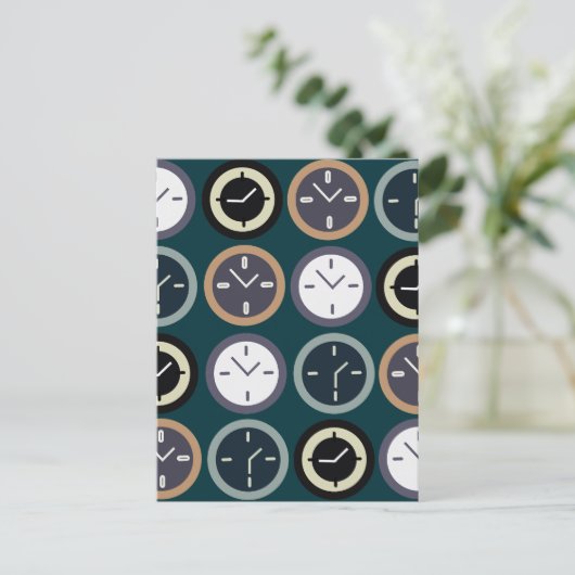 Colorful Time Clock Pattern Watchmaker  Briefkaart (Staand voorkant)
