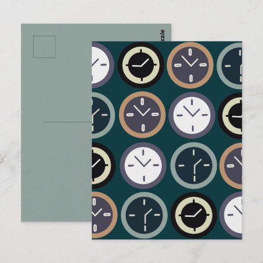 Colorful Time Clock Pattern Watchmaker  Briefkaart (Voorkant / Achterkant)