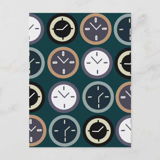 Colorful Time Clock Pattern Watchmaker  Briefkaart (Voorkant)