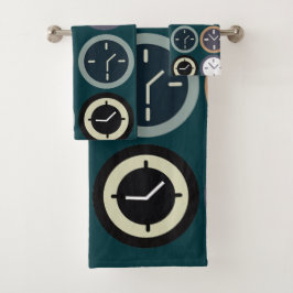 Colorful Time Clock Pattern Watchmaker Horologist Bad Handdoek