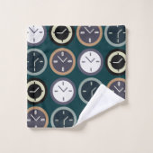 Colorful Time Clock Pattern Watchmaker Horologist Bad Handdoek (Wasdoekje)