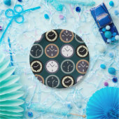 Colorful Time Clock Pattern Watchmaker Party Papieren Bordje (Feest)