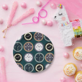 Colorful Time Clock Pattern Watchmaker Party Papieren Bordje (Feest)