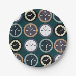 Colorful Time Clock Pattern Watchmaker Party Papieren Bordje