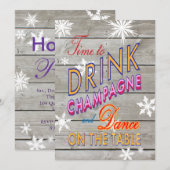 Colorful Time to Drink Champagne on Wood Invite Kaart (Voorkant / Achterkant)