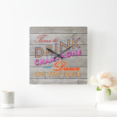 Colorful Time to Drink Champagne Wall Clock Vierkante Klok (Huis)