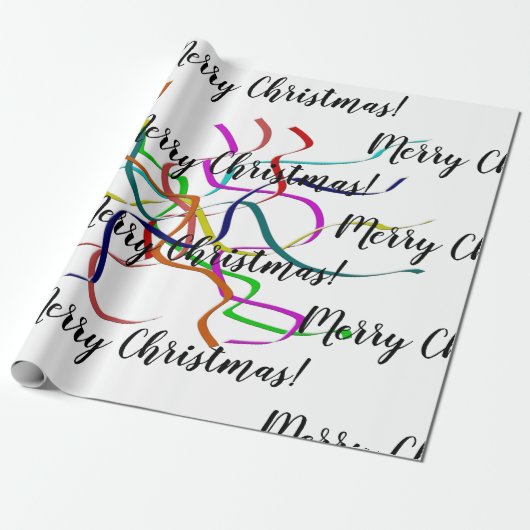 Colorful Tinsel Kerstmis Cadeaupapier (Uitgerold)