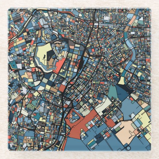 Colorful Tokyo Map Glazen Onderzetter (Voorkant)