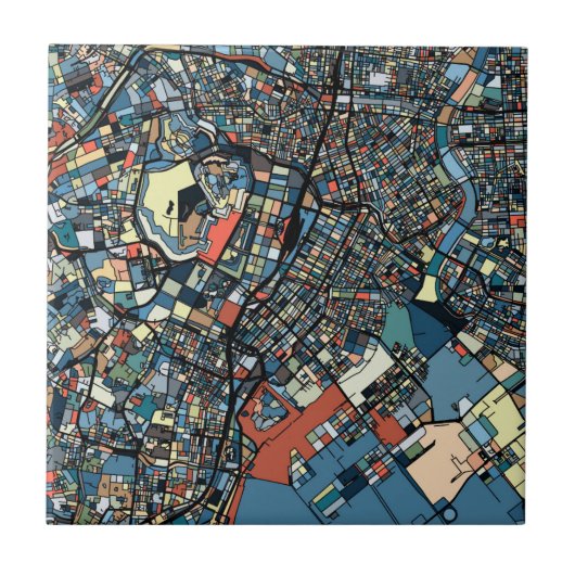 Colorful Tokyo Map Tegeltje (Voorkant)
