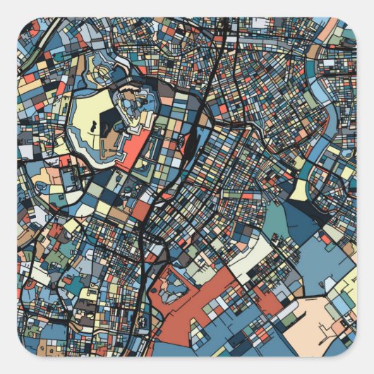 Colorful Tokyo Map Vierkante Sticker (Voorkant)
