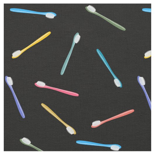 Colorful Toothbrushes Cute Pastel Pattern Black Stof (Close Up)