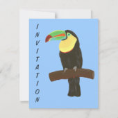 Colorful Toucan Bird Birthday Party Invitations Kaart (Voorkant)