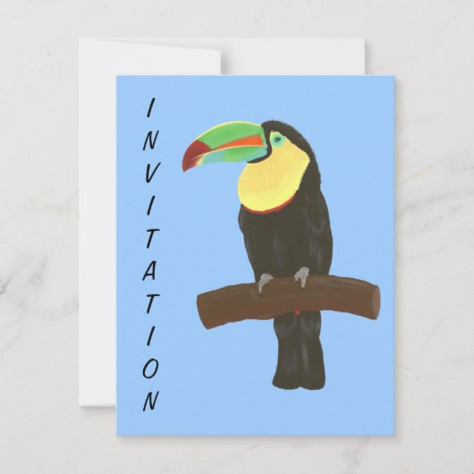 Colorful Toucan Bird Birthday Party Invitations Kaart (Voorkant)
