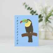 Colorful Toucan Bird Birthday Party Invitations Kaart (Staand voorkant)