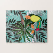 Colorful Toucan en bloemen. Legpuzzel (Horizontaal)