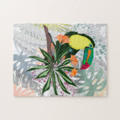 Colorful Toucan en bloemen. Legpuzzel (Horizontaal)