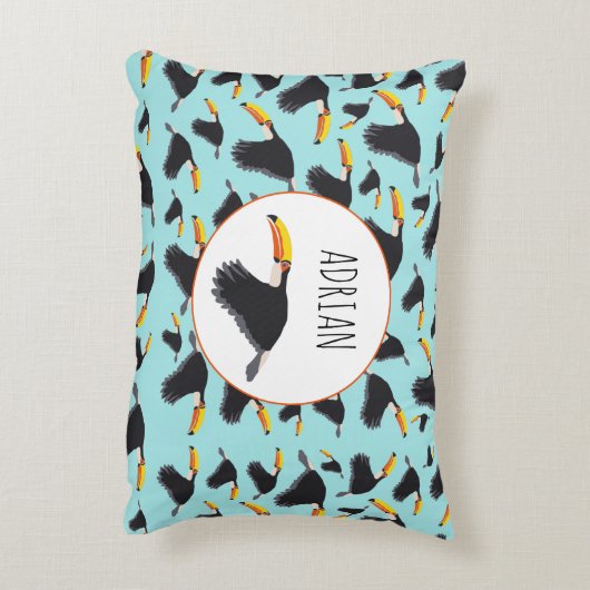 Colorful Toucan Tropical Bird Pattern Accent Kussen (Achterkant (Verticaal))