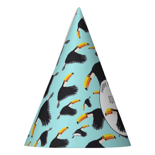 Colorful Toucan Tropical Bird Pattern Birthday Feesthoedjes (Links)