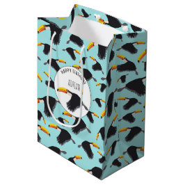 Colorful Toucan Tropical Bird Pattern Birthday Medium Cadeauzakje