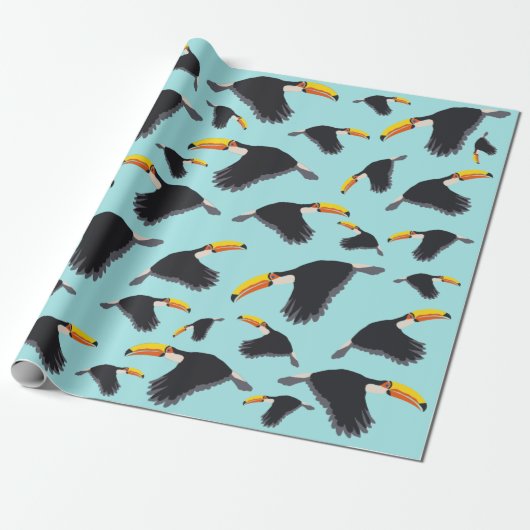 Colorful Toucan Tropical Bird Pattern Cadeaupapier (Uitgerold)