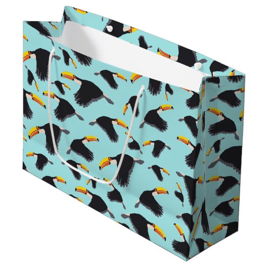Colorful Toucan Tropical Bird Pattern Groot Cadeauzakje (Voorkant Gekanteld)