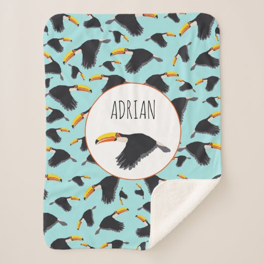 Colorful Toucan Tropical Bird Pattern Sherpa Deken (Voorkant)