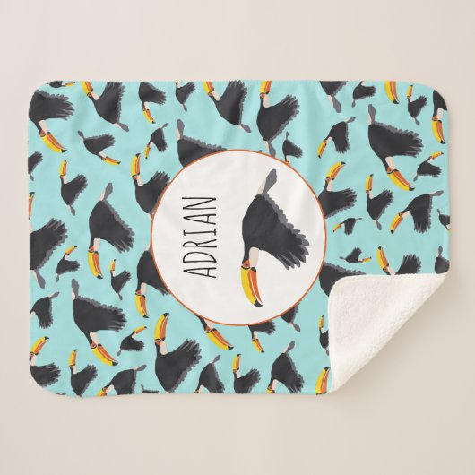Colorful Toucan Tropical Bird Pattern Sherpa Deken (Voorkant (horizontaal))