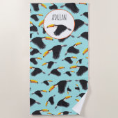 Colorful Toucan Tropical Bird Pattern Strandlaken (Voorkant)