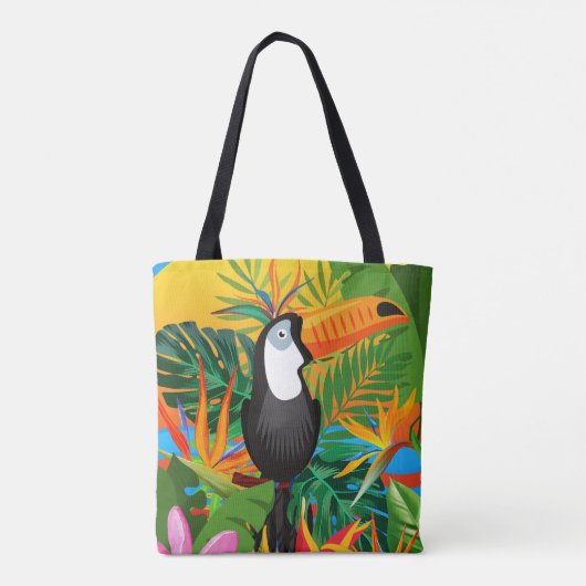 Colorful Toucan Tropical Rainforest Canvas tas (Achterkant)